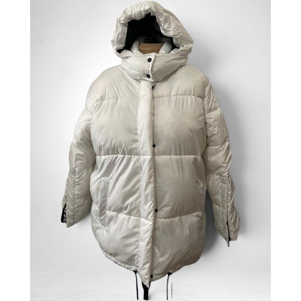 STEVE MADDEN White & Black Puffer Coat, Size 3X